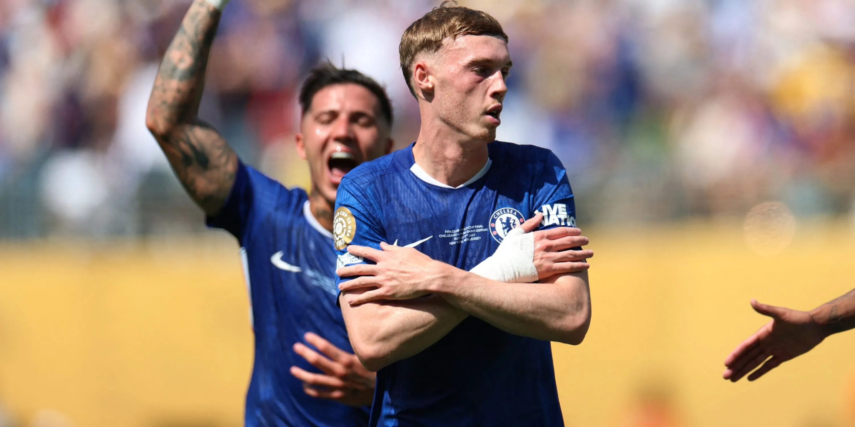 Cole Palmer ăn mừng bàn thắng cho Chelsea tại chung kết FIFA Club World Cup, khoảnh khắc mang lại niềm vui cho CĐV